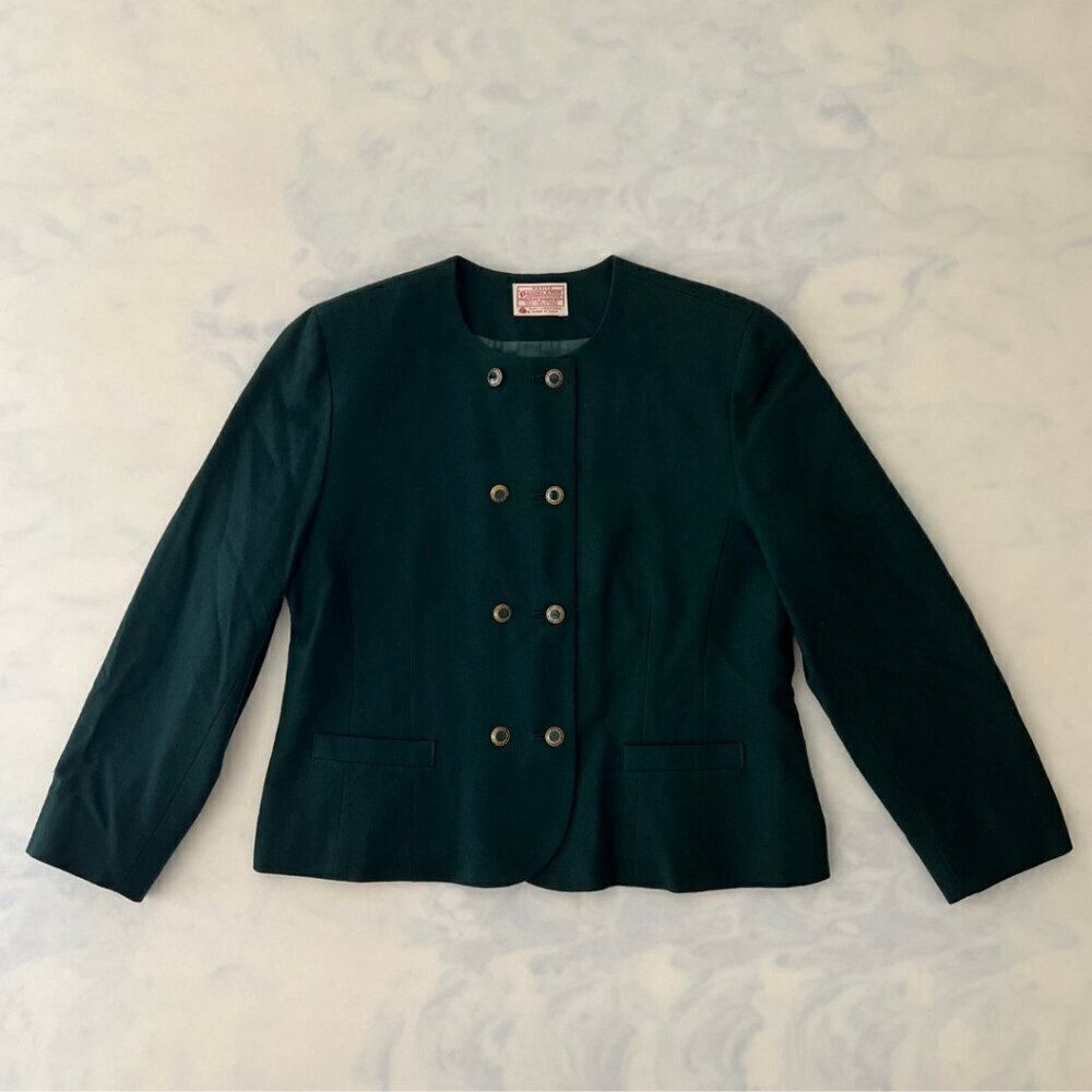 Pendleton Petite Vintage Green Wool Double Breasted Jacket - Picture 1 of 6